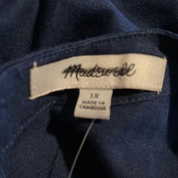 Madewell NWT Linen Blend Cutaway Tank Mini Dress Size 1X in Classic Indigo - Picture 6 of 7